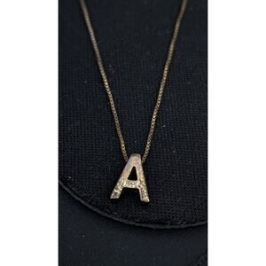 Dyadema Vermeil 925 Silver Box Chain Necklace Initial A Pendant Adjustable 20”